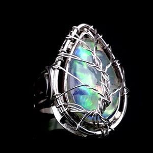 Beautiful Abalone Shell Solitaire Ring